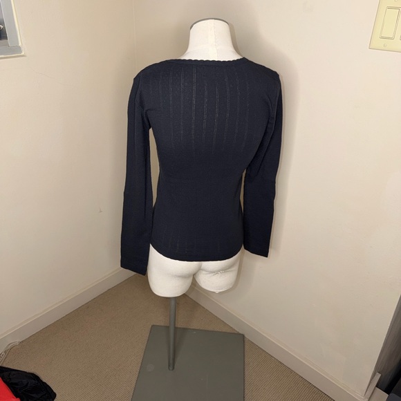 EUC Bundle of 3 LESET Pointelle tees Long Sleeve Cotton White, Black, Pink Small - Picture 3 of 10